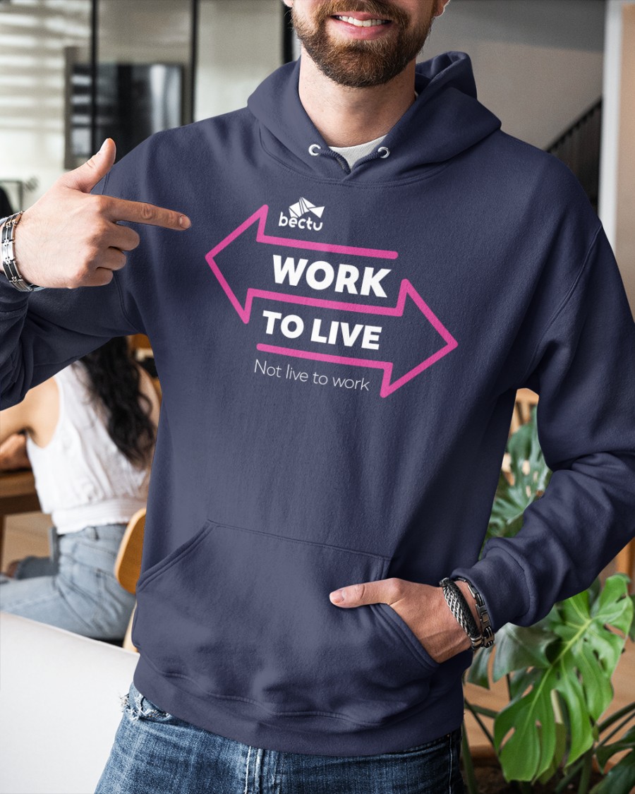 Bectu Work To Live Not Live To Work T Shirt Navy
